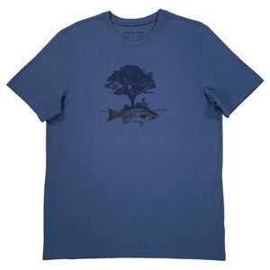 Life Is Good Men's Keep It Reel Fishing Blue Short Sleeve T Shirt Size Large